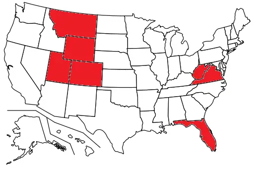 States that may allow turkey hunting with a rifle.
